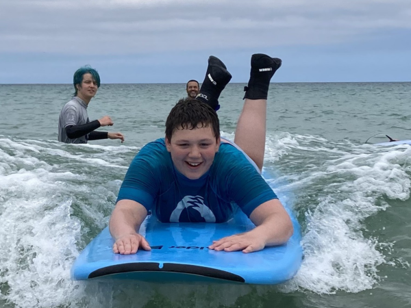 Three Bridges learners taking part in Surf Therapy sessions with The Wave Project, building confidence, emotional regulation and new skills in a supportive coastal environment.