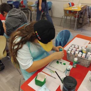 SEN learners from Three Bridges School taking part in a pottery workshop at Cornwall Gold during a spring term educational visit in Cornwall.